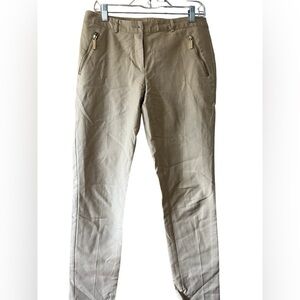 Michael Kors Tan Cotton Blend Slim Fit Ankle‎ Dress Pants with Zip Pockets